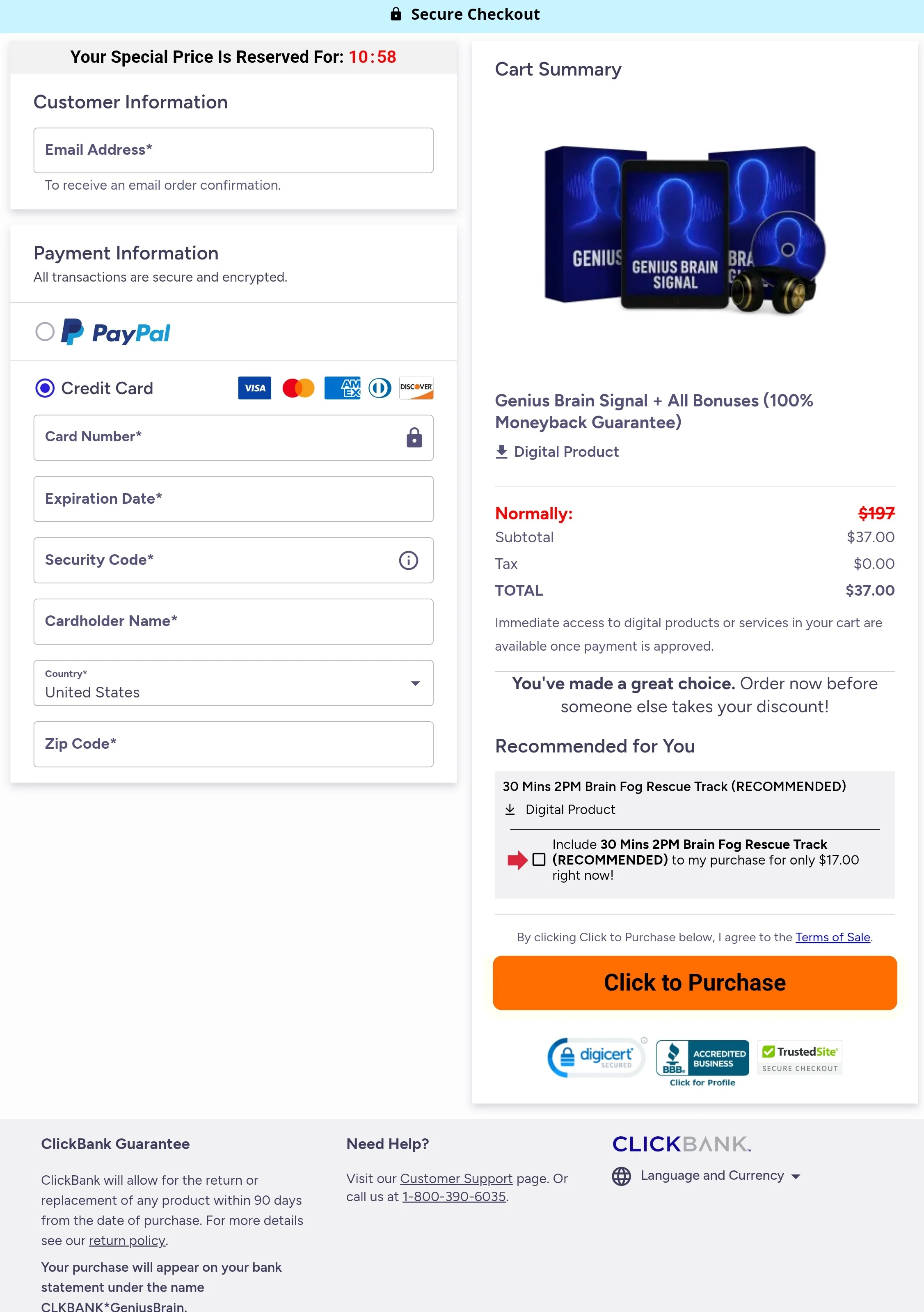 Genius Brain Signal order form